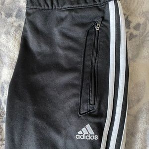 black adidas pants w white detailing